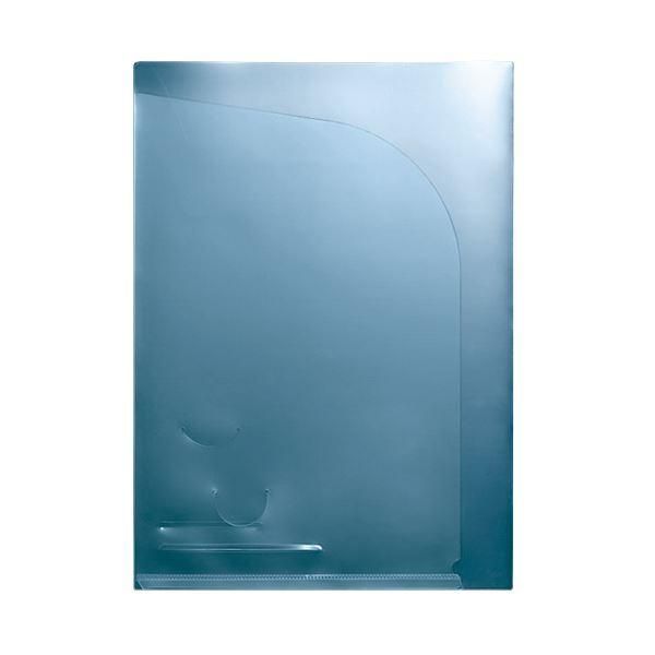 ds-（まとめ）TANOSEE クリアホルダーダブルポケット A4 ブルー 1セット（30枚：10枚×3パック） 〔×5セット〕
