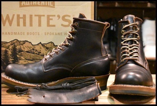 【8.5E 箱付 美品】WHITE'S ホワイツ スモークジャンパー 350C ブラック ダブルショットレザー 黒 レザーライニング ブーツ HOPESMORE【GF157】 72,105円