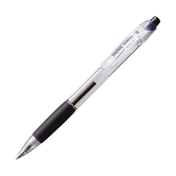 ds-（まとめ）TANOSEE ノック式油性ボールペン（なめらかインク） 0.7mm 黒 （軸色：クリア） 1セット（50本） 〔×3セット〕
