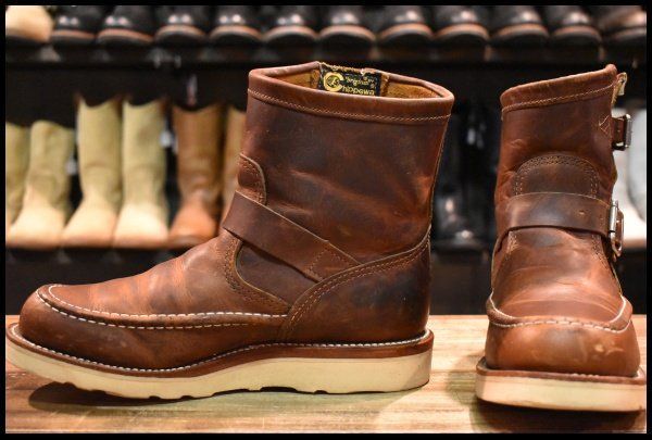 [7E Good Product Black Tag] Chippewa Highlander Short Mock Engineer 1901M08 7 inch Hight Tan Oiled Leather Boots HOPESMORE [GG507]