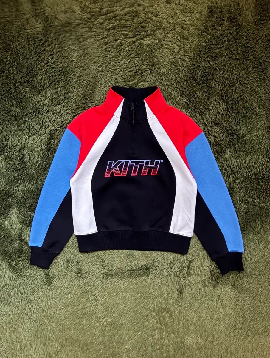 M Kith キス キッズ カラーブロック クォーター ジップ スウェットシャツ