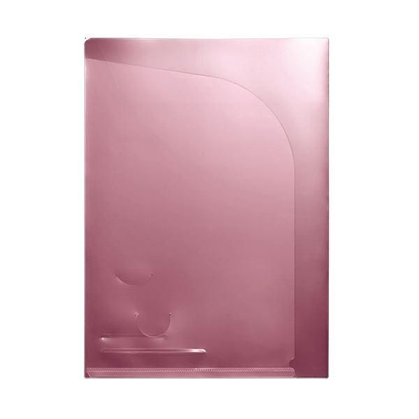 ds-(まとめ)TANOSEE クリアホルダーダブルポケット A4 ピンク 1セット(30枚:10枚×3パック) 〔×3セット〕