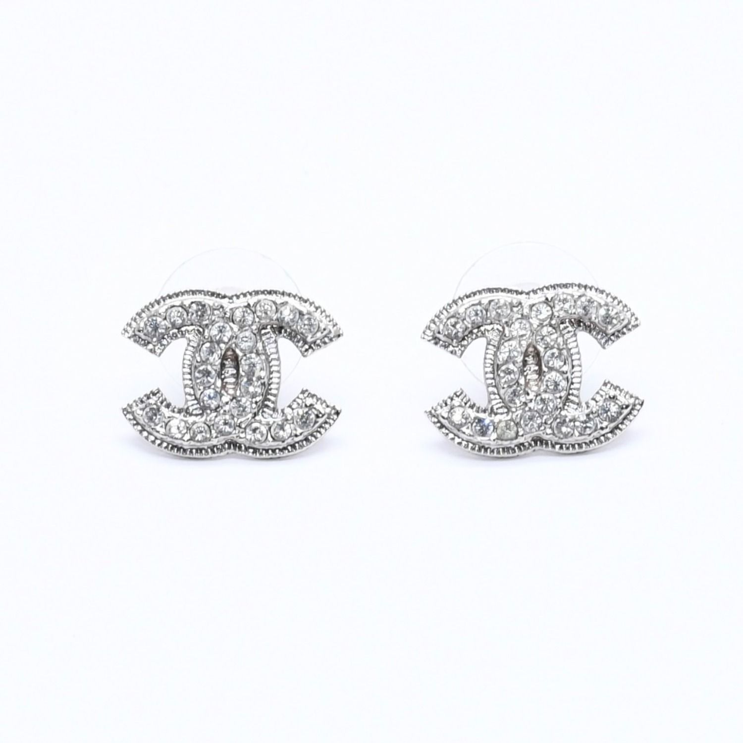 極美品 CHANEL シャネル ピアス Coco Mark ココマーク シルバー ラインストーン A11V刻印 重量約3.40g 中古 4a004575 46,200円