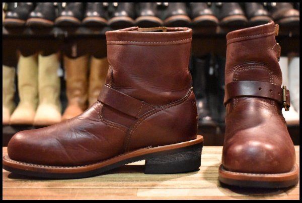 【7E 良品 黒タグ】Chippewa チペワ 91067 ショートエンジニア ブラウン 7インチハイト コードバン ブーツ HOPESMORE【GG569】