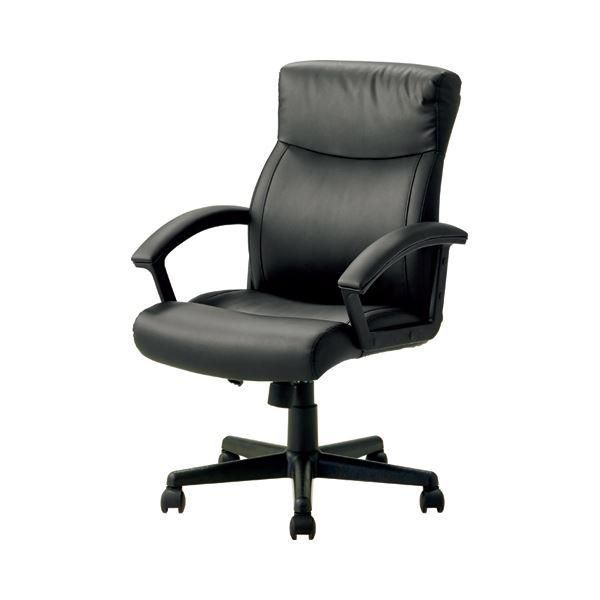 ds-ナカバヤシ OAレザーチェア ローバック 肘付 ブラック CNL-501BK 1脚 〔組立品〕