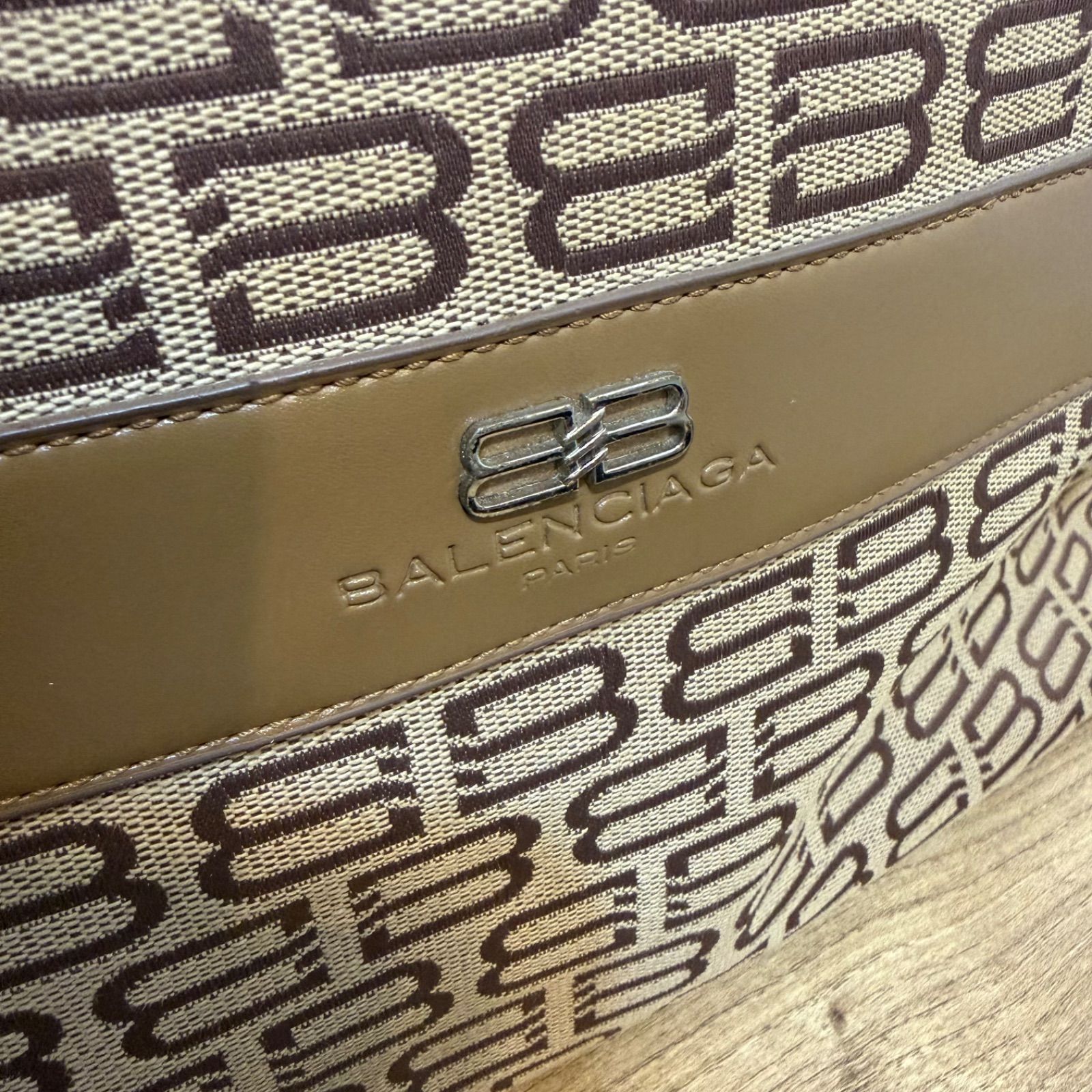 BALENCIAGA バレンシアガ BBモノグラム キャンバス レザー ショルダー