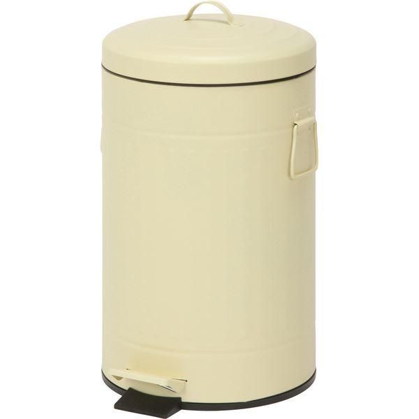 ds-ダストボックス ゴミ箱 12L 約幅310mm 円形 アイボリー スチール ふた付 ペダル式 ラウンドペダルペール キッチン 台所