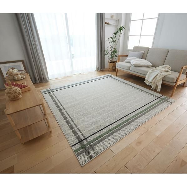 ds-洗える ラグマット/絨毯 〔約190×190cm アイボリー〕 防ダニ ホットカーペットカバー対応 コルネラグ フェネートル 日本製 スミノエ