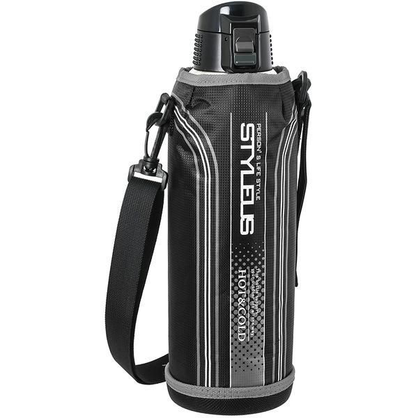 ds-〔12個セット〕 スポーツマグボトル/水筒 〔1.5L ブラック〕 温・冷両用 魔法瓶仕様 ワンタッチ中栓 『スタイラス ネオ』 34,080円