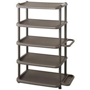 ds-〔10個セット〕 シューズラック/下駄箱 〔ブラウン〕 ワイド 5段 幅56cm 傘収納 フック付き 『Like-it』 24,968円
