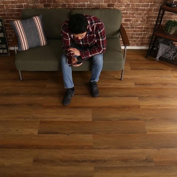 ds-はめこみ式 フロアタイル ウォールナット 96枚セット PVC貼 PU加工 DIY 模様替え リフォーム Wood Flats ウッドフラッツ