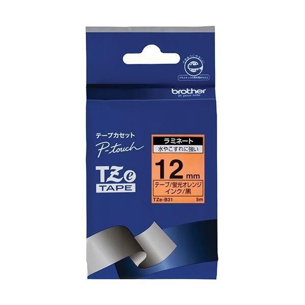 ds-(まとめ) ブラザー ピータッチ TZeテープ(蛍光カラー) 12mm 蛍光オレンジ/黒文字 TZE-B31 1個 〔×5セット〕 8,659円
