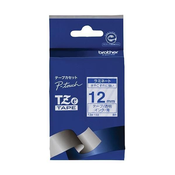 ds-(まとめ) ブラザー ピータッチ TZeテープ ラミネートテープ 12mm 透明/青文字 TZE-133 1個 〔×5セット〕 9,278円