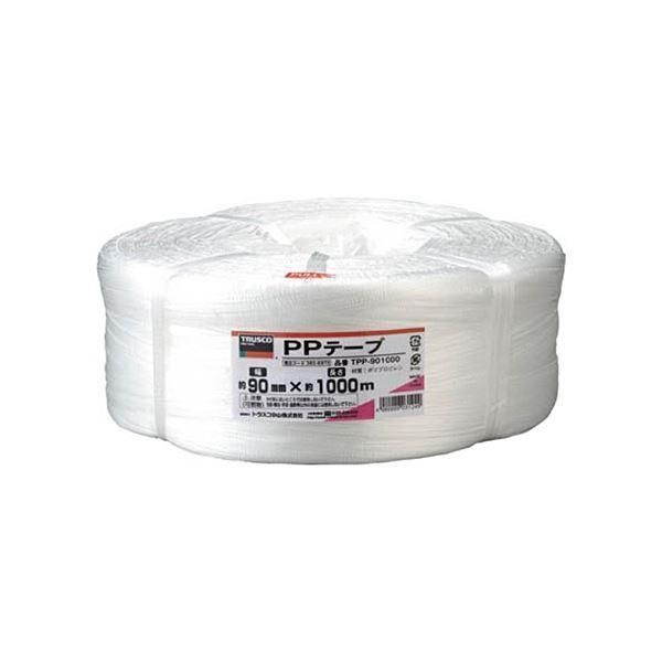 ds-(まとめ) TRUSCO PPテープ 90mm×1000m 白 TPP-901000 1巻 〔×5セット〕