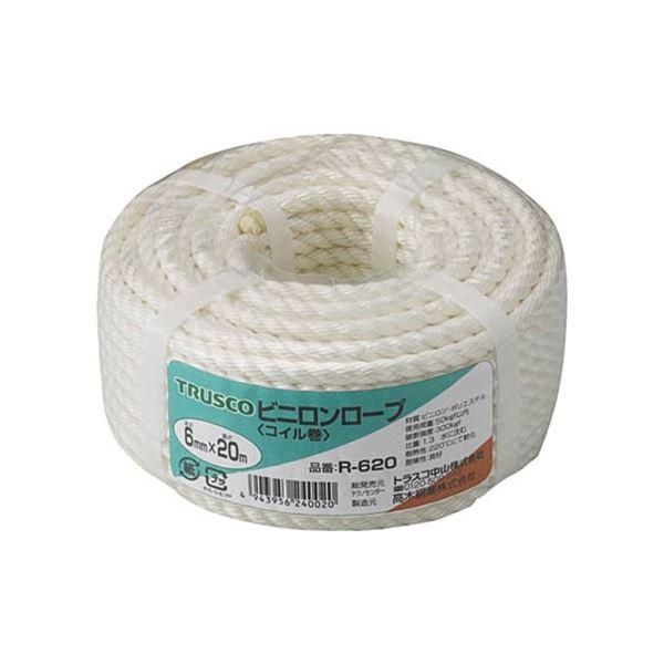 ds-(まとめ) TRUSCO ビニロンロープ 6mm×20m コイル巻 R-620 1巻 〔×3セット〕
