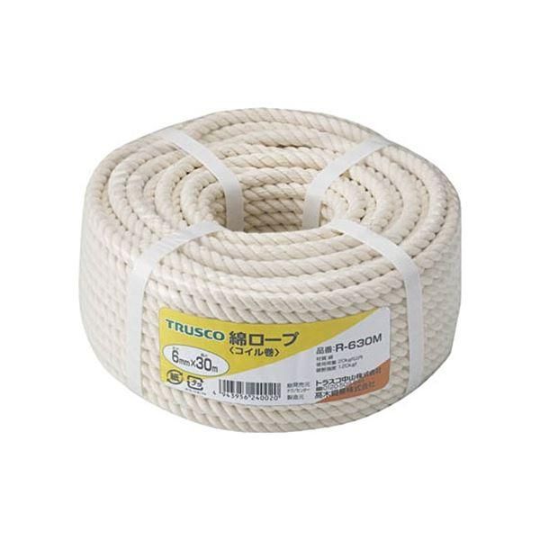 ds-(まとめ) TRUSCO 綿ロープ φ6mm×30m コイル巻 R-630M 1巻 〔×3セット〕