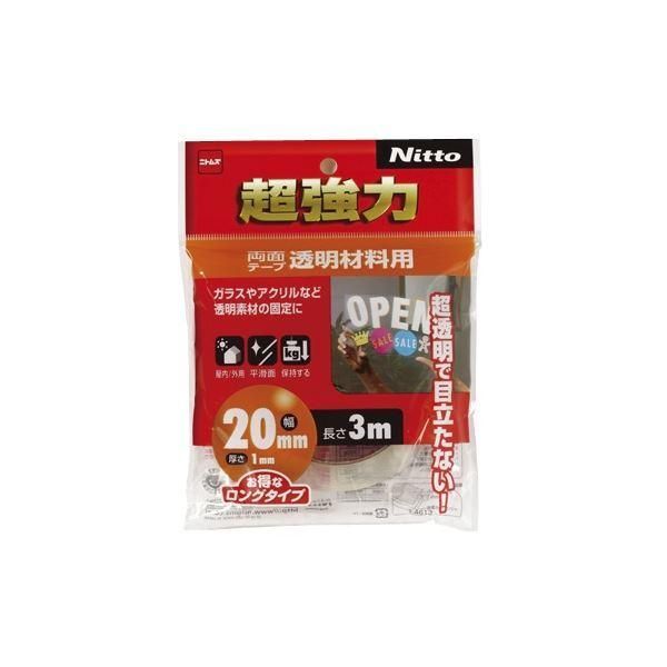 ds-(まとめ) ニトムズ 超強力両面テープ 透明材料用 20mm×3m T4613 1巻 〔×5セット〕