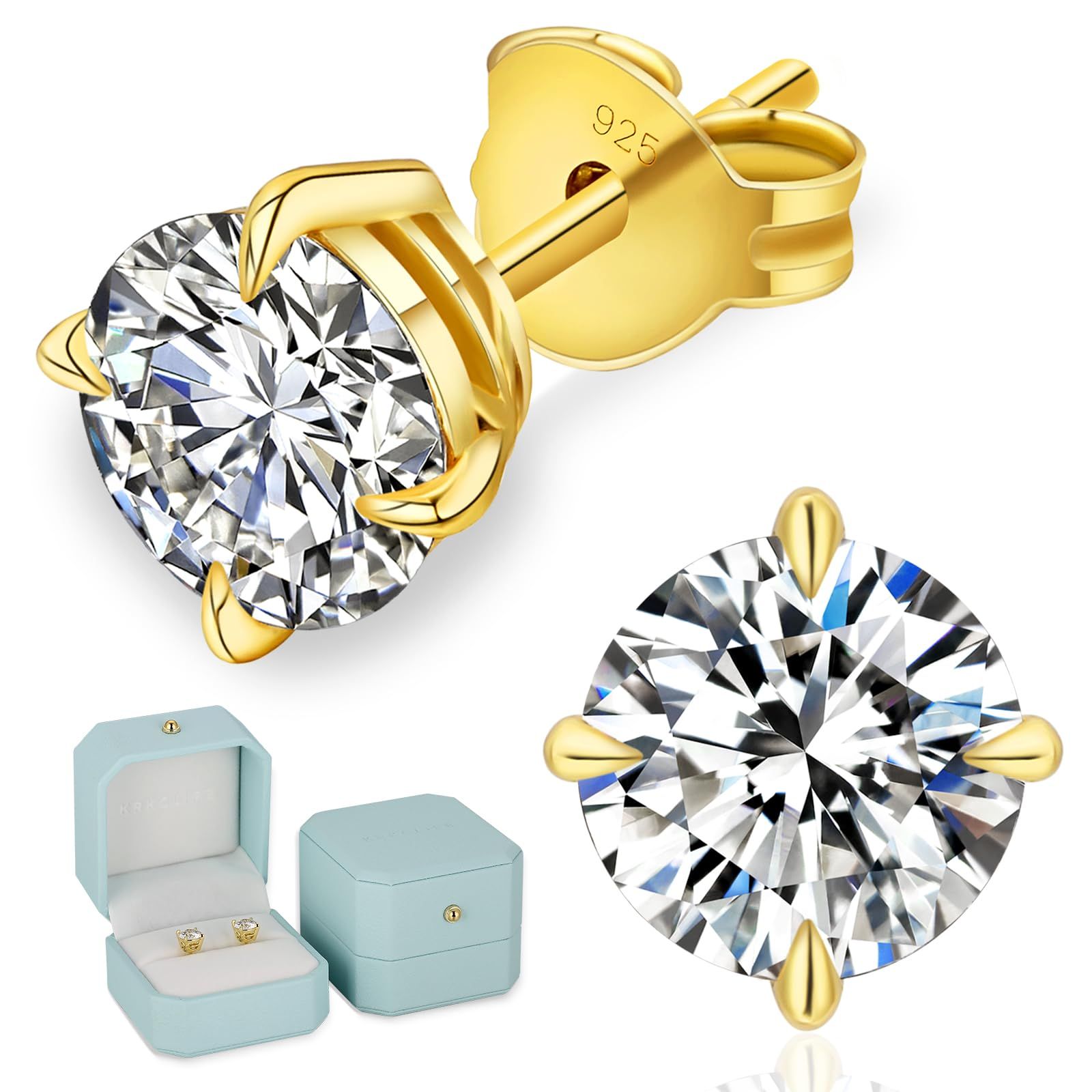モアサナイト 一粒 ピアス レディース 両耳用 0.3～1.5ct 認証 S925 シルバー ポスト ゴールド/シルバー 男女兼用 スタッドピアス