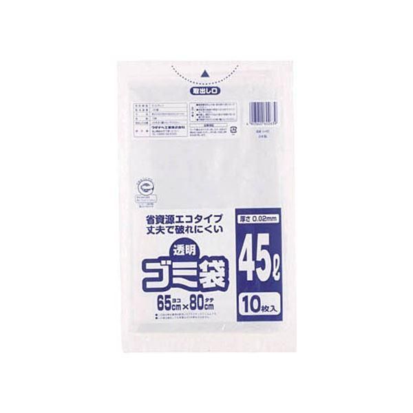 ds-(まとめ) ワタナベ工業 透明ゴミ袋(再生原料タイプ) 45L U-45 1パック(10枚) 〔×50セット〕