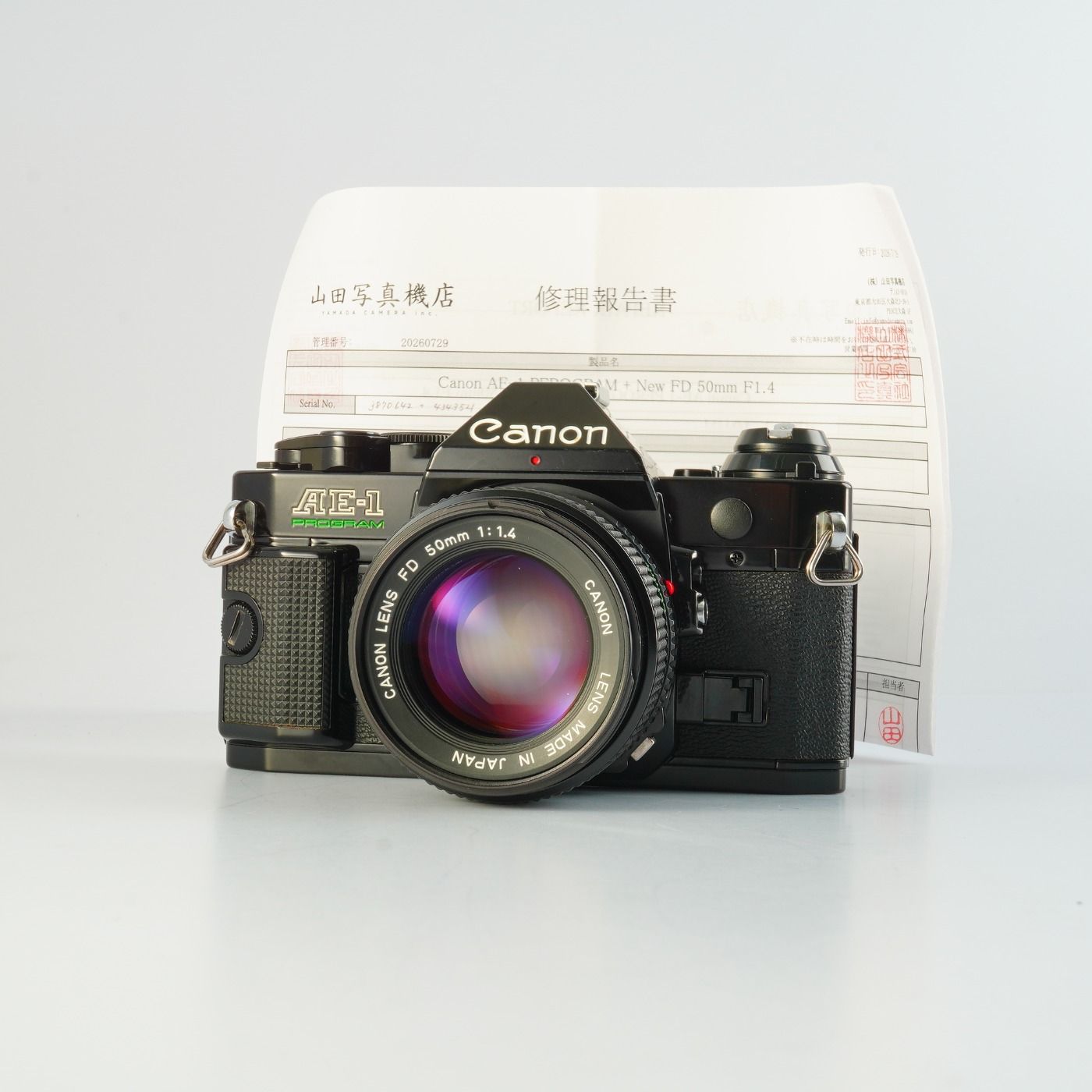 【Serviced】 Canon キヤノン AE-1 Program Black + New FD 50mm F/1.4 MF フィルム一眼レフカメラ