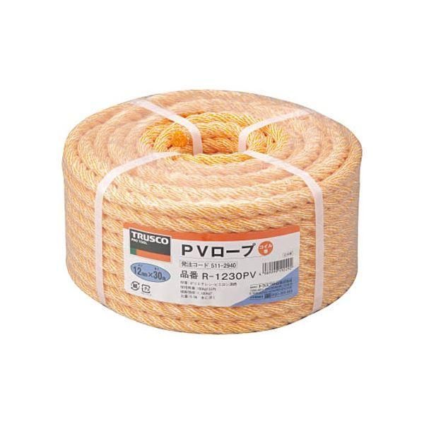 ds-TRUSCO PVロープ 12mm×30m コイル巻 黄 R-1230PV 1巻