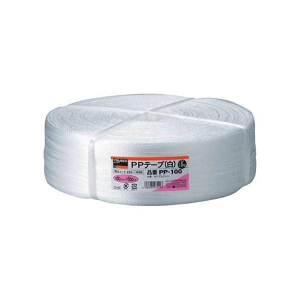 ds-(まとめ) TRUSCO PPテープ 幅100mm×長さ1000m 白 PP-100 1巻 〔×3セット〕