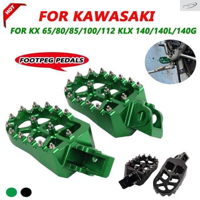 Kawasaki KX65 KX80 KX85 KX100 KX112 KLX140 KLX140L KLX140G 1998 - 2023 2024 Motorcycle Foot Pegs Footpeg Pedals FootRest