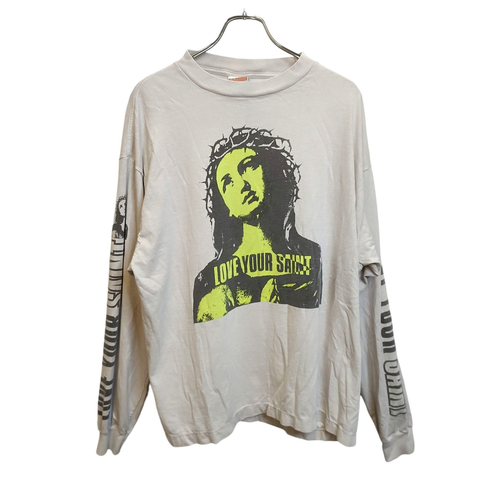 SAINT MICHAEL セント マイケル 24AW LS TEE LOVE UR SAINT セント プリント クルーネック 長袖Tシャツ カットソー SM-YS1-0000-017 XL グレー メンズ