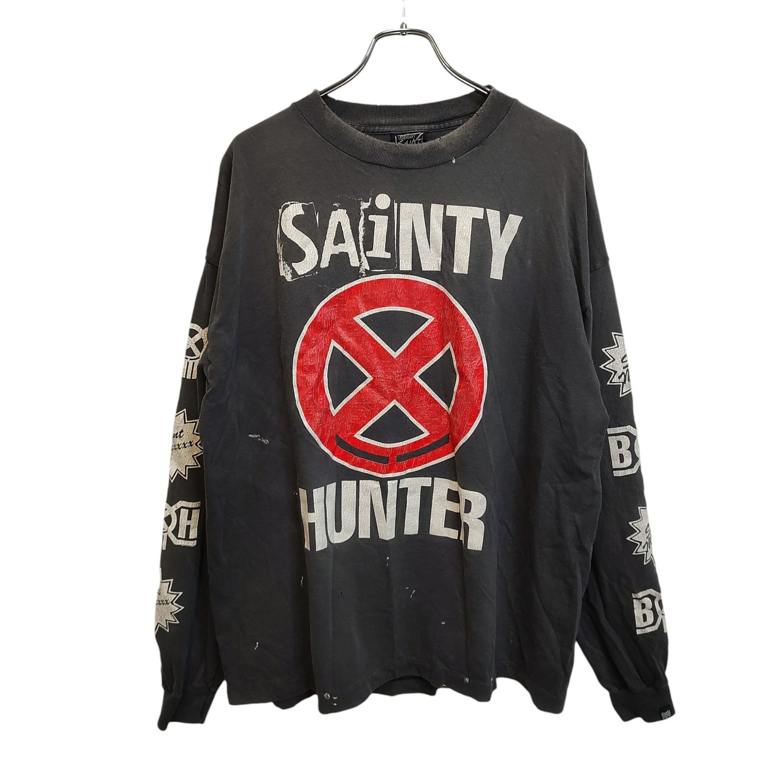 SAINT MICHAEL セント マイケル x BOUNTY HUNTER ロゴ プリント 長袖 Tシャツ SM-MK8-0000-C31 XXL グレー メンズ