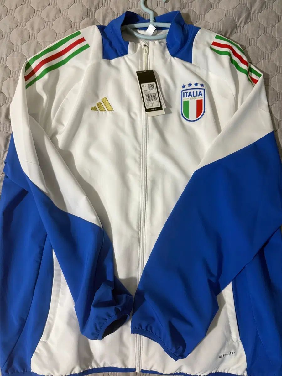 アディダス イタリア サッカー トレーナー ジャケット 白 ブルー