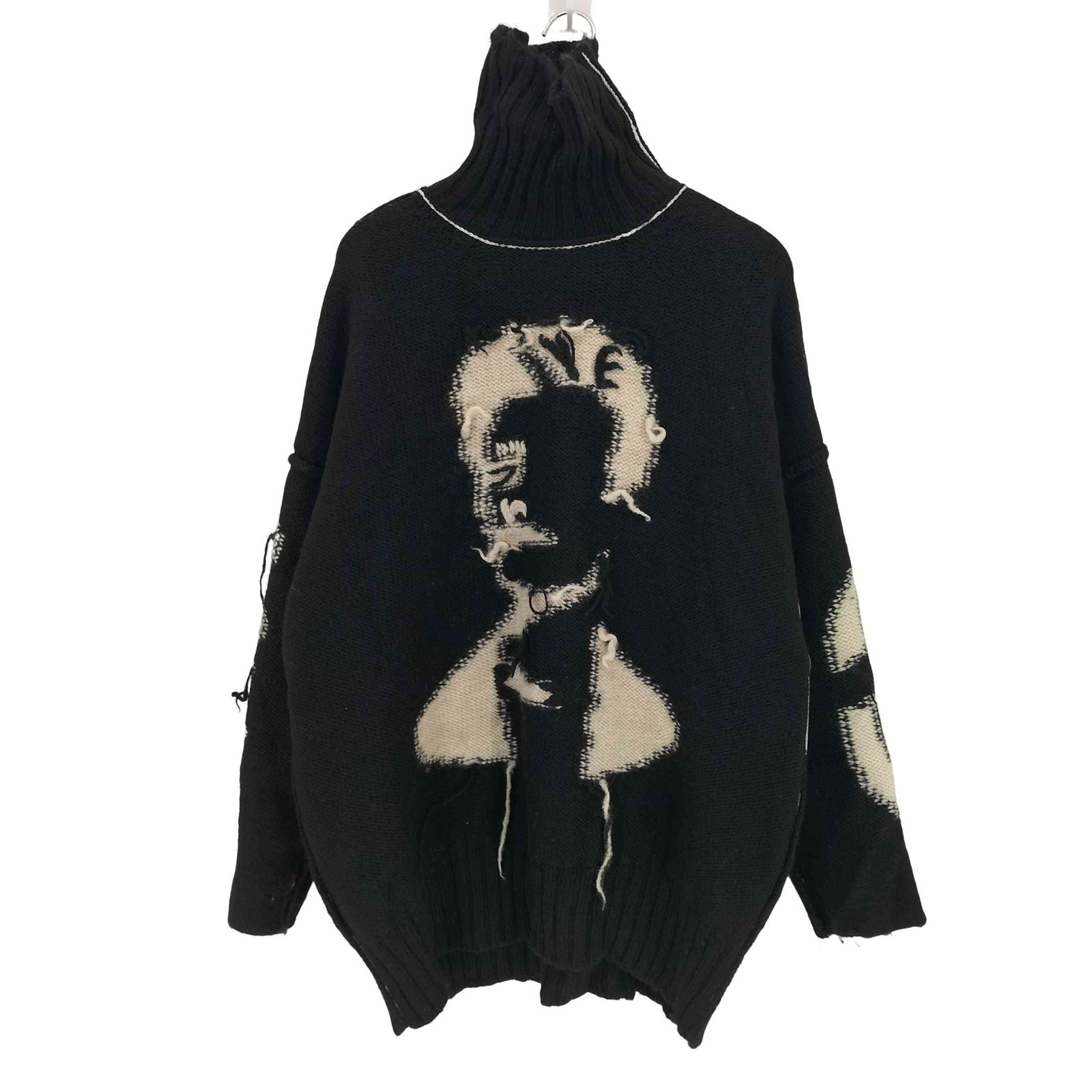 エムエムシックスメゾンマルジェラ MM6 Maison Margiela 21AW Reversed Intarsia Polo-Neck Sweater リバースデザイン タートルネック セーター レディース XL