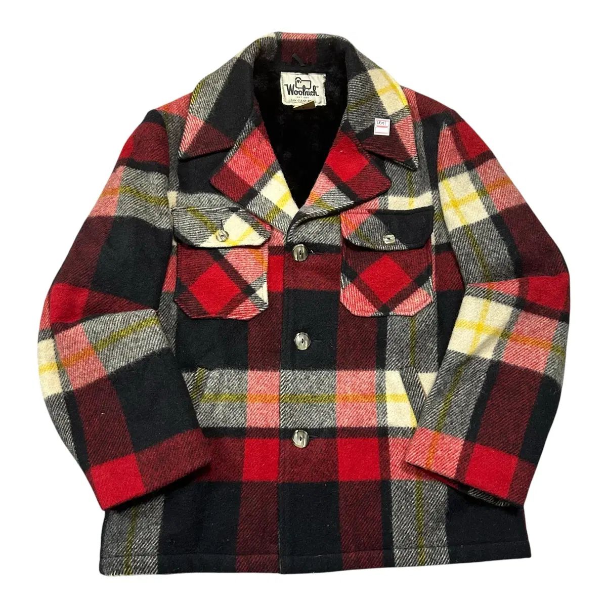 (即日発送) Woolrich ヴィンテージ レッド ブロックCHECK ファー裏地 ウール ジャケット