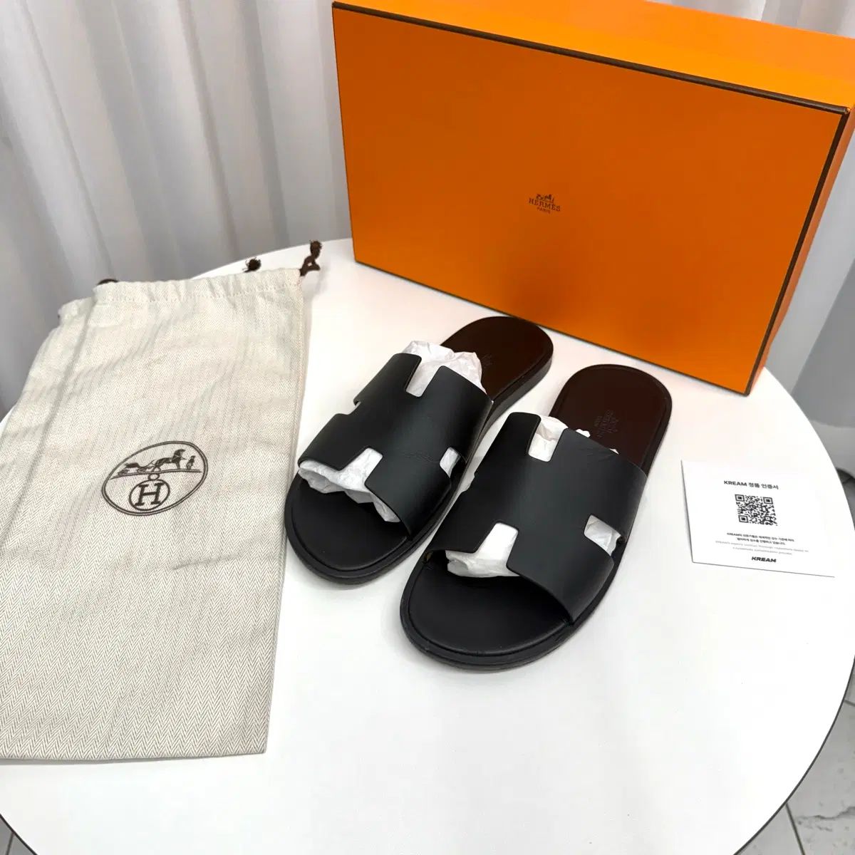 2回着用 / 42 5 Hermes エルメス イズミール スリッパ ブラック