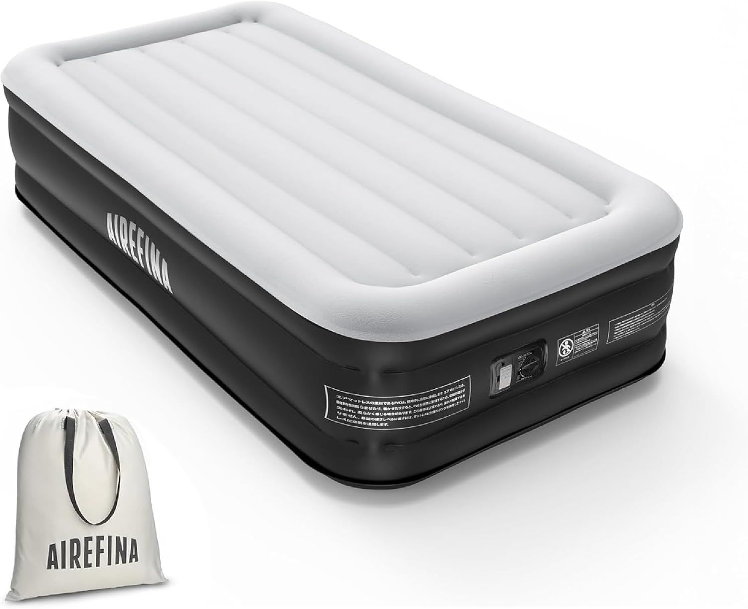 Airefina エアーベッド エアマットレス 空気ベッド 電動式 シングル キャンプ 簡易 電動ポンプ内蔵 来客用 耐荷重249kg 長さ190×幅100×厚さ46cm AF-A03Ju