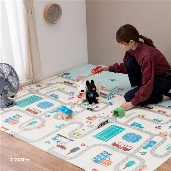 ds-フロアマット 約178×196cm CT折 折りたたみ 撥水 軽量 リバーシブル 水拭き可 防音対策 クッションプレイマット エクスロード