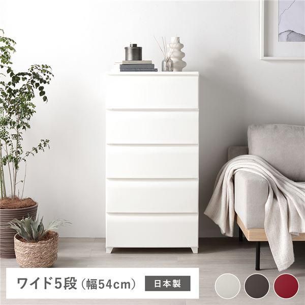 ds-タンス ワイド 5段 約幅54cm アイボリー プラスチック製 脚付き 日本製 ホコリが入りにくい チェスト 衣類収納 収納家具 組立式