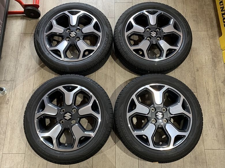 【2607011】スズキ ハスラー 純正 ホイール 15インチ 4.5J +45 PCD100 4H + DUNLOP ENASAVE EC204 165/60R15 2025年 5.5mm 6mm