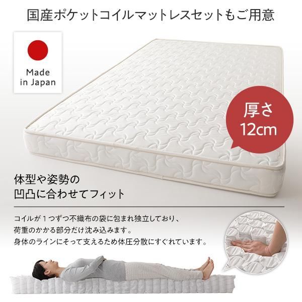 ds-〔組立設置付き〕 収納 ベッド シングル 国産薄型ポケットコイルマットレス付き ブラウン ABB 引き出し 棚付き 宮付き 日本製