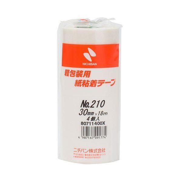 ds-(まとめ) ニチバン 紙粘着テープ No.210 H30mm×18m 白 210H-30 1パック(4巻) 〔×20セット〕