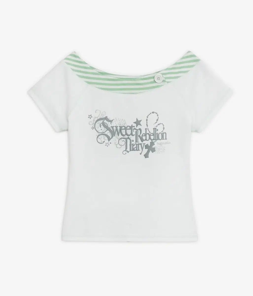 ハグユアースキン スイート ストライプ ボートネック Tシャツ (白) 6,611円