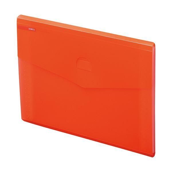ds-(まとめ）リヒトラブ soeruスリムドキュメントファイル（ヨコ型） A4 6ポケット サニーレッド A-8700-3 1冊〔×30セット〕
