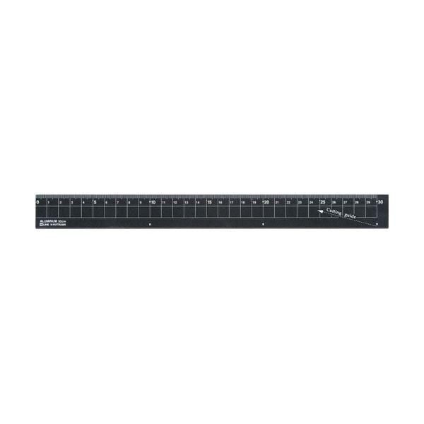 ds-(まとめ）クツワ アルミ定規 30cm ブラックXS04BK 1個〔×15セット〕