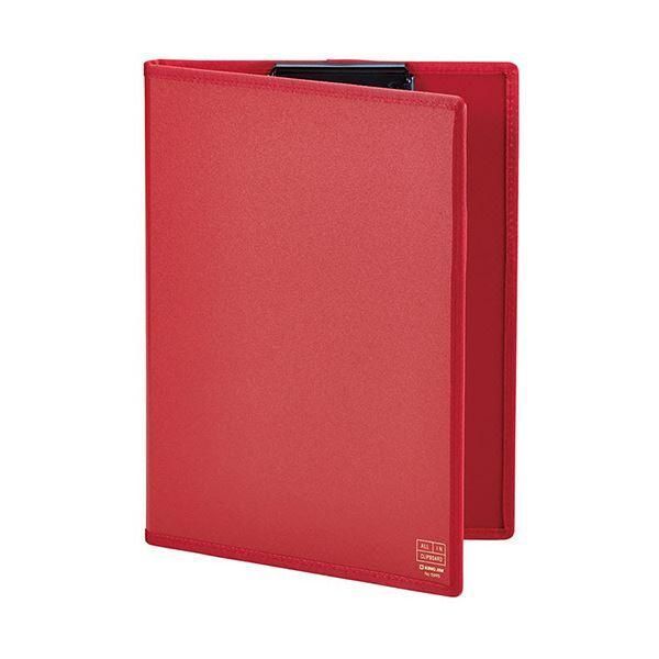 ds-(まとめ）キングジム オールインクリップボード（カバー付き） A4タテ 赤 5995アカ 1セット（5枚）〔×10セット〕