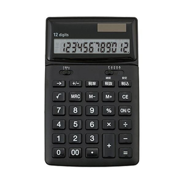 ds-(まとめ）アスカ 抗菌電卓 ブラック C1249BK 1台〔×10セット〕