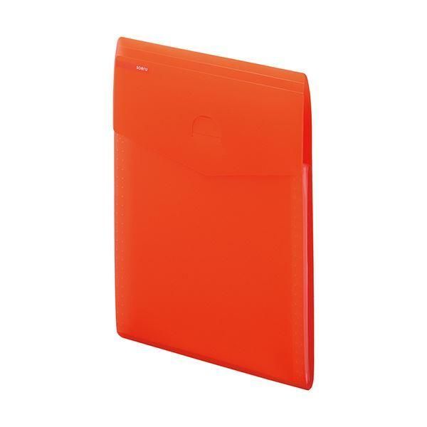 ds-（まとめ）リヒトラブ soeruスリムドキュメントファイル（タテ型） A4 5ポケット サニーレッド A-8710-3 1冊〔×10セット〕
