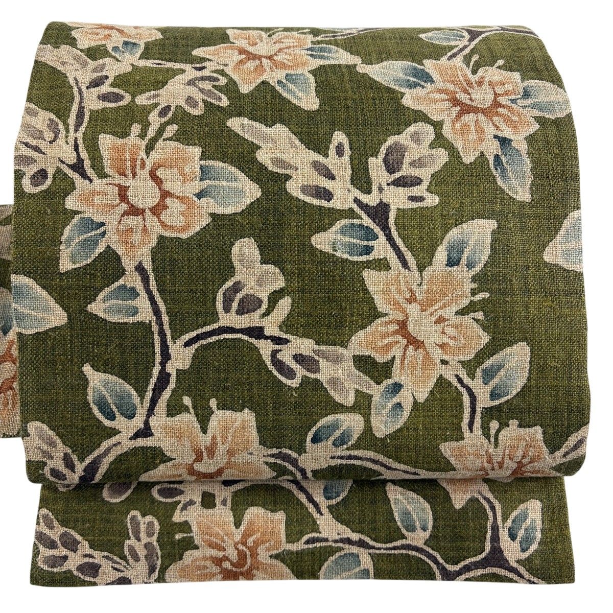 【美品】 名古屋帯 秀品 紬地 枝花 鶯色 正絹 【中古】 9,204円