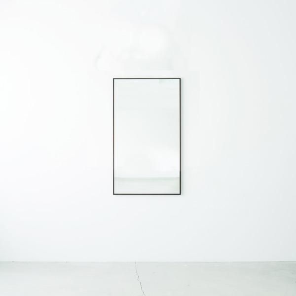 ds-細枠ウォールミラー(60×90)(ブラウン/茶) 天然木 姿見鏡 ワイド 高級感 木製 飛散防止加工 壁掛け 北欧風 玄関 トイレ 洗面 日本製 完成品 NK-26