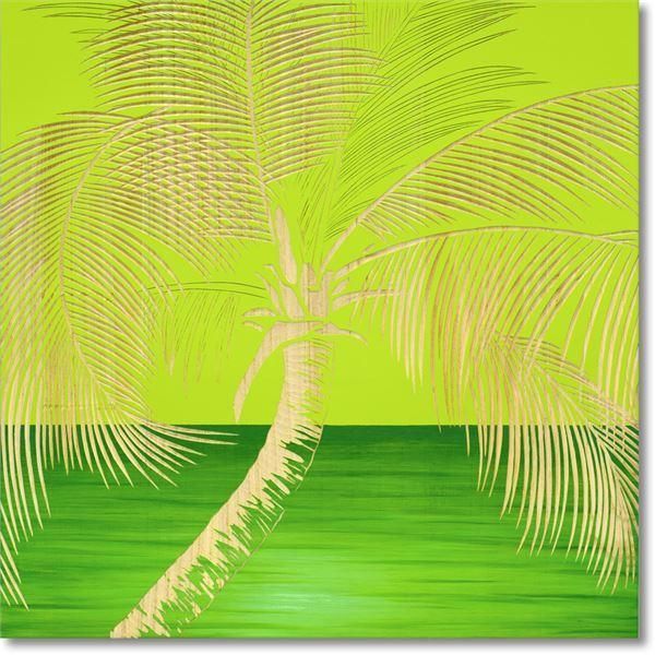 ds-ユーパワー ウッドスカルプチャーアート 60×60cm 「パーム ツリー」GR+NP