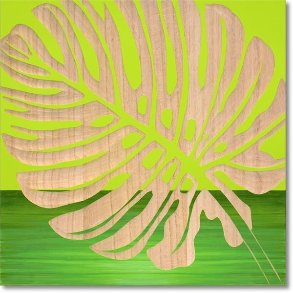 ds-ユーパワー ウッドスカルプチャーアート 40×40cm 「シングル モンステラ2」GR+NP