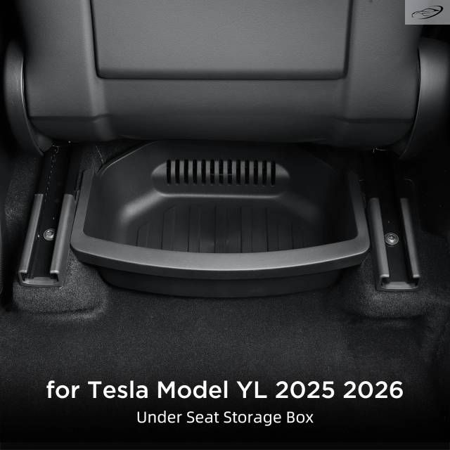 Tesla Model YL 2025 2026 Car First Row Under Seat Front Rear Storage Box Drawer Type TPE Car Tray Organizer